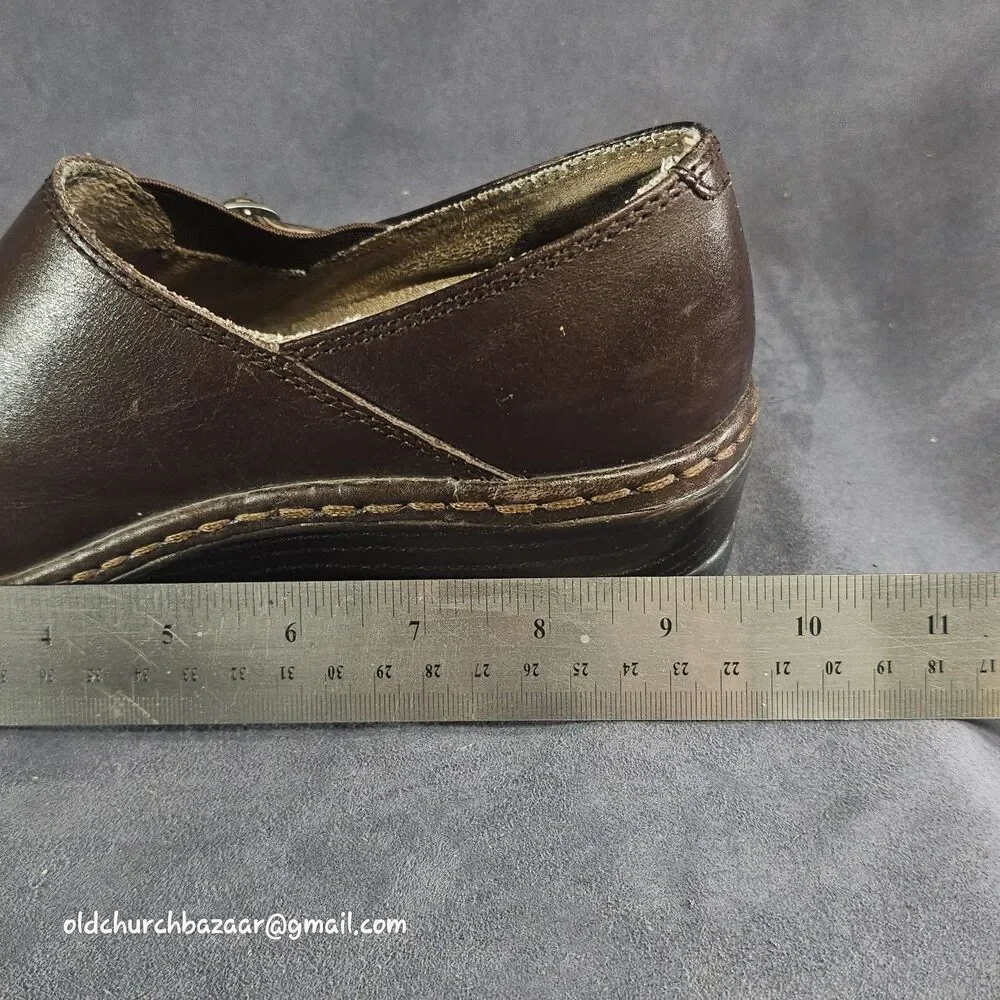 Klogs Brown Leather Clogs With Side Buckle Slip Resistant/ Non- Marking Size 7 M